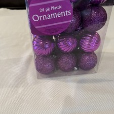 24 Pcs. Small Shatterproof Purple Christmas Ball Ornaments Size: 1 1/2  