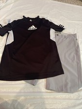 Adidas Boys 3 Stripe Jersey Shorts XL 15/16 Adidas Black Shirt XL 18/20 SET
