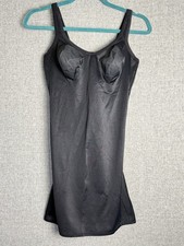 Vintage Flexees Black 38C Body Shapewear Molded Cup Underwire Adjustable Straps