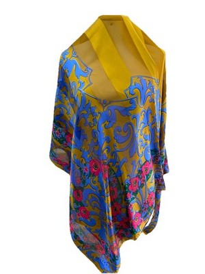 S44# Lanvin Silk multicolore Shawl 50/48 inch