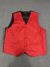 Umo Lorenzo Mens Red Formal Vest XL Diamond Pattern