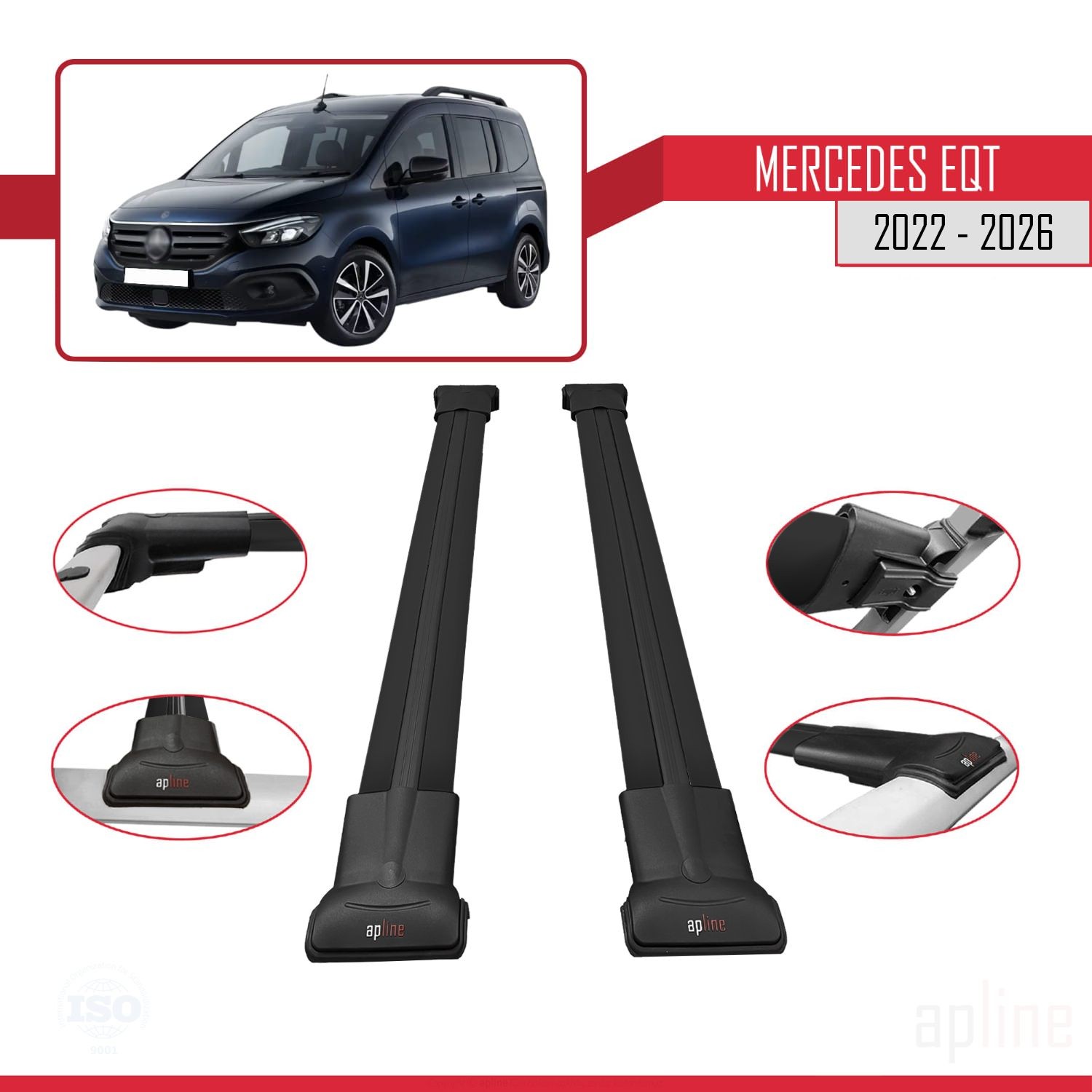 Barres de toit W420 Mercedes Citan et EQT avec fixation antivol