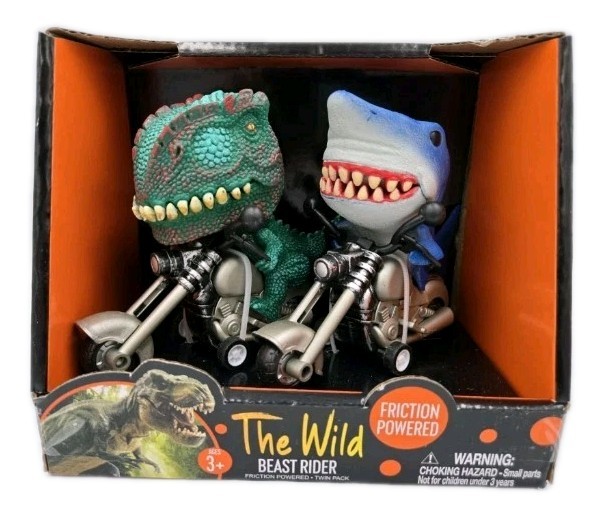 Adventure Force Beast Riders Realistic T-Rex & Shark on Motorbikes