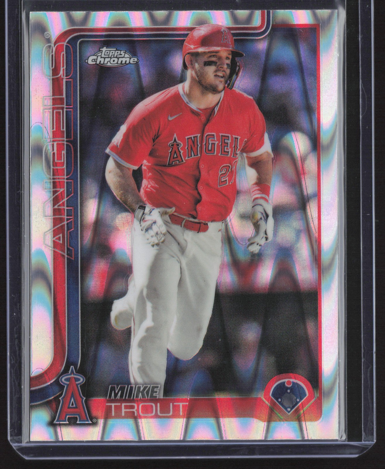2025 Topps Chrome #100 Mike Trout Raywave Refractors Los Angeles Angels
