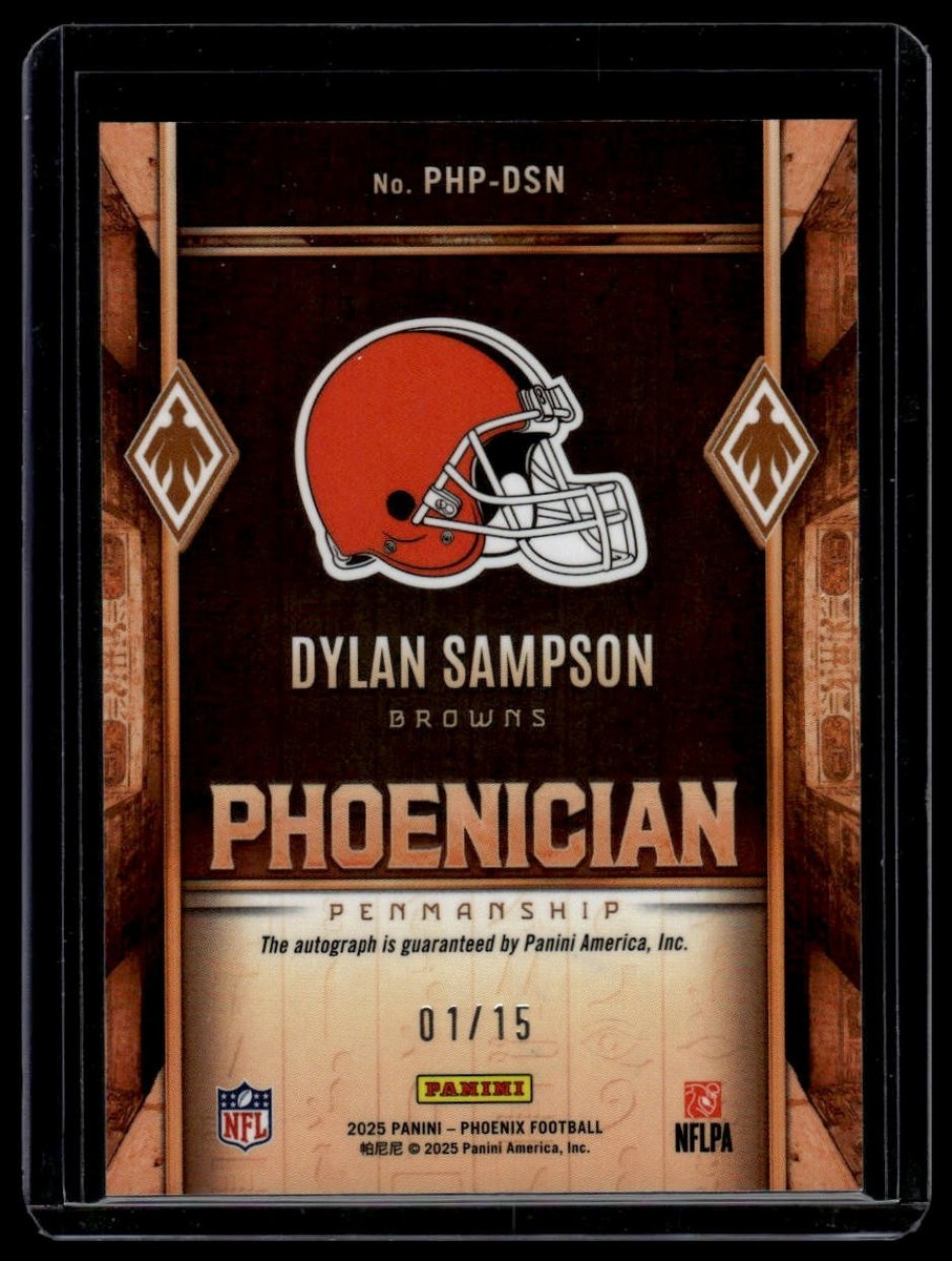 2025 Panini Phoenix Dylan Sampson #PHP-DSN Phoenician SP Auto 1/15