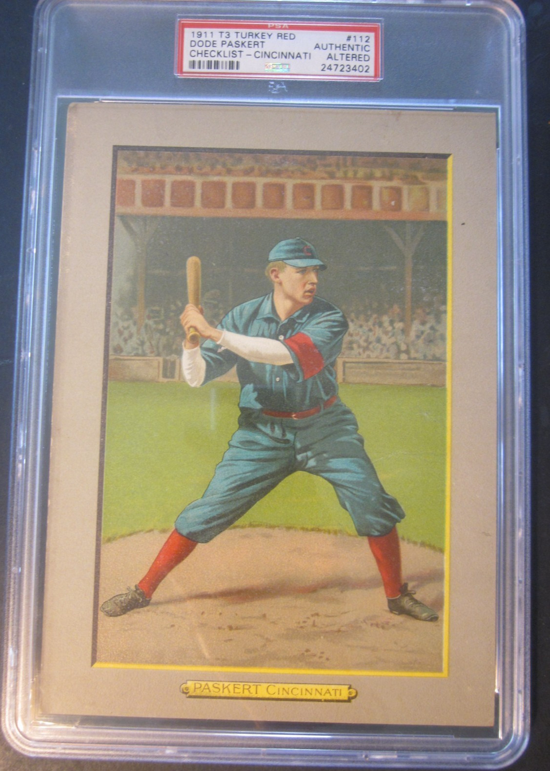 1911 TURKEY RED CABINETS T3 & T9 CHECKLIST-CINCINNATI #112 Dode Paskert front