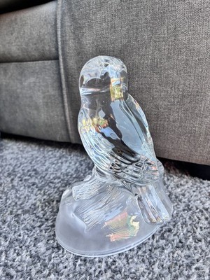 Klarglas Kristall Eule Vogel Figur Ornament auf Ast 14 cm
