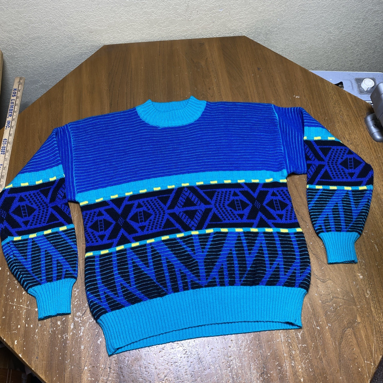 Vintage 80's Tyrolia by HEAD Heavyweight Geometric Neon Wool Acrylic Sweater L