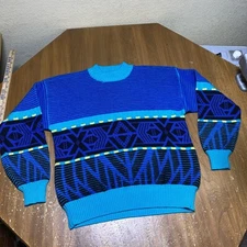 Vintage 80's Tyrolia by HEAD Heavyweight Geometric Neon Wool Acrylic Sweater L