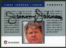 1991 Pro Line Portraits HOFer Jimmy Johnson - Dallas Cowboys Autograph