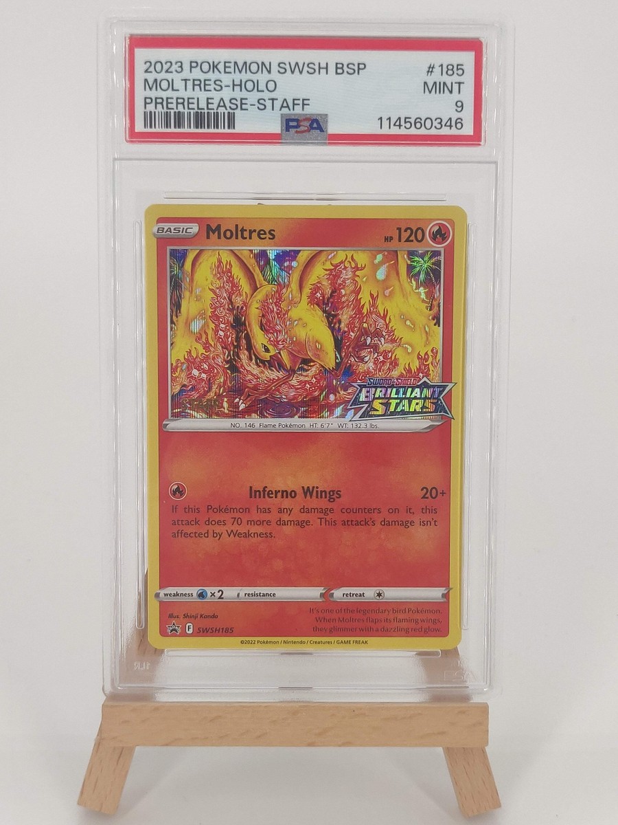 Pokemon Moltres Holo - PSA 9 - SWSH Black Star Promo #185 - Staff
