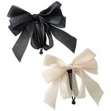 2Pcs Decorative Ribbon Bowknot Hair Clips, Banana Hairpins, and Ponytail Claw...