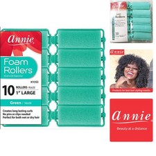 Foam Hair Rollers Large 1 Inch, 10 Count Green Soft Sponge Curlers for Heatle...