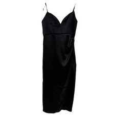Women’s Zara Satin Black Dress Size Large L Wedding Party Formal