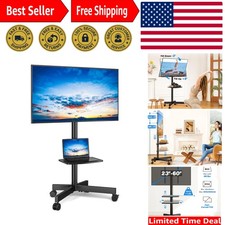 Mobile TV Stand for 23- LCD LED Flat/Curved Panel Screen TVs up to 88 lbs, Ro...