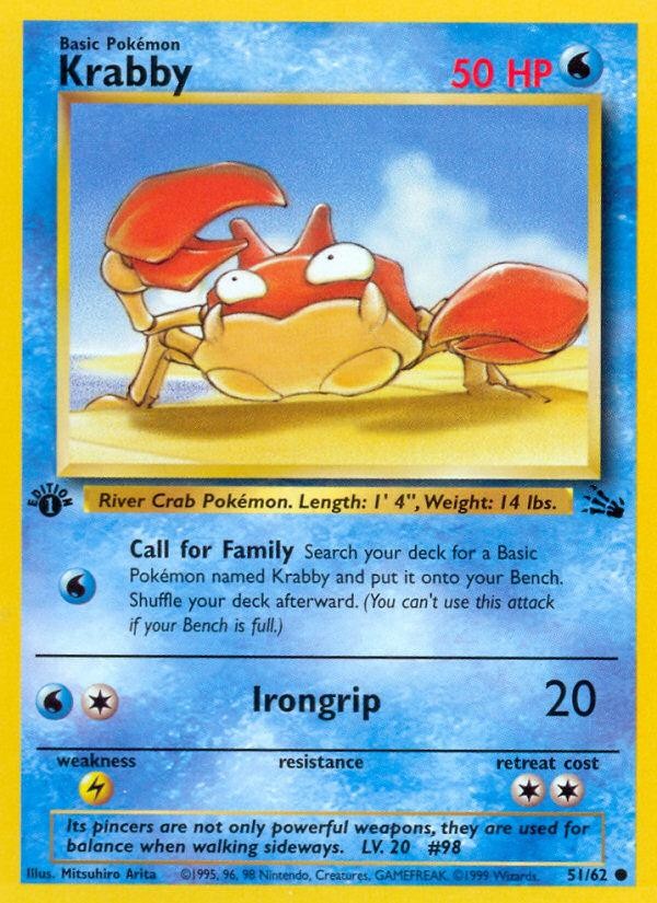 Pokemon Krabby (51/63) Fossil 1ED HP - 1st Edition