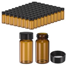 20ml Amber Glass Vials 100Pcs, Sample Vials Reagent Media Bottle with Screw Cap