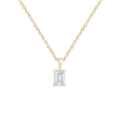 1/2 kt Smaragd Lab gezüchteter Diamant Solitär Anhänger mit 18'' Kette 14K Gelbgold