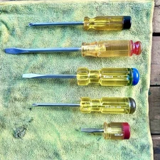 Vintage Yellow Screwdrivers Lot FULLER, SEARS, Dunlap, Easco FREE SHIPPING