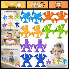 12 Pack Suction Cup Bath Toys for Toddlers - No Hole, Build Create Fun