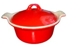 Griswold Red & Cream Enamel Cast Iron Serving Dish - Mini Dutch Oven #67