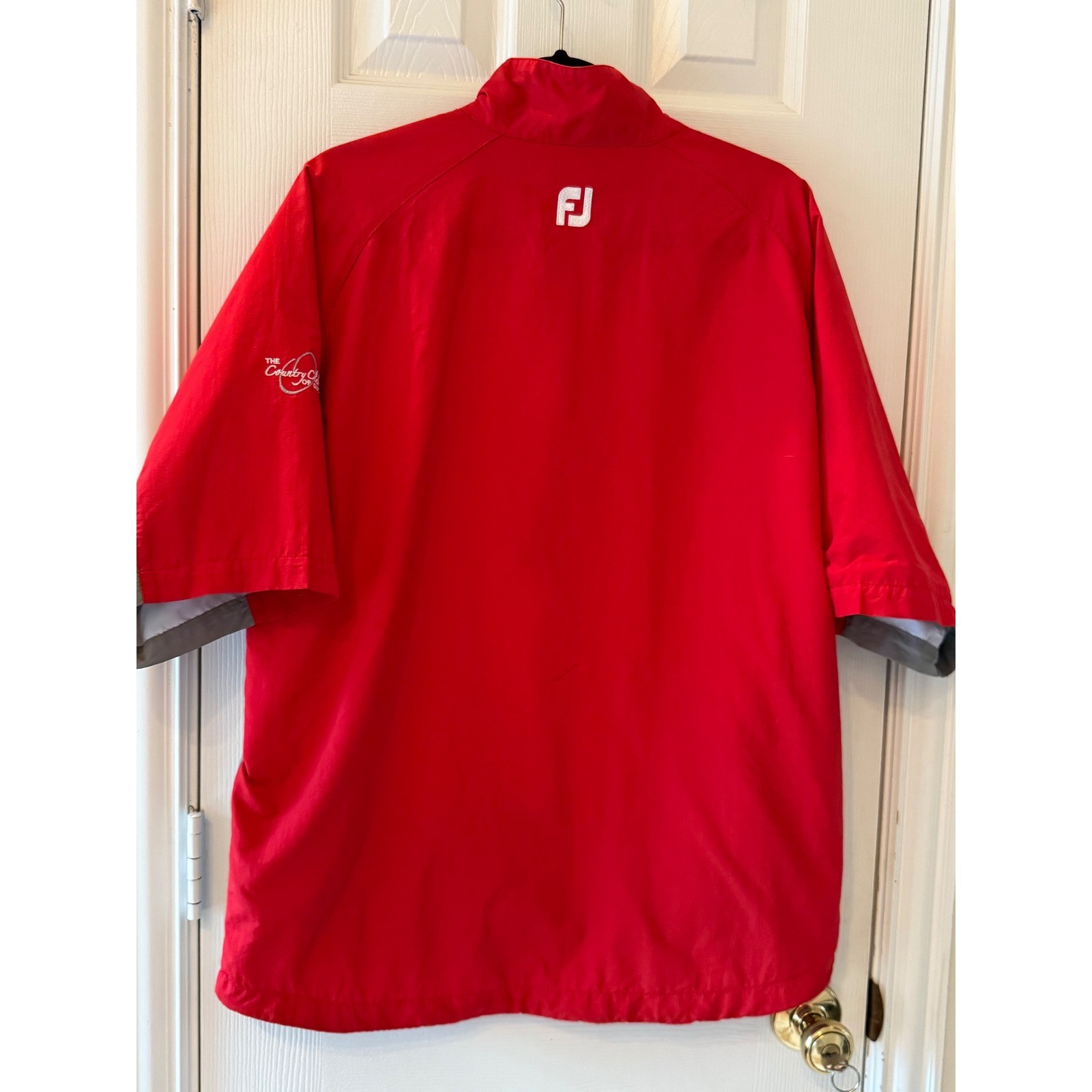 FootJoy FJ Red Gray Half Zip Golf Windshirt M Short Sleeve Pullover Oxford Club