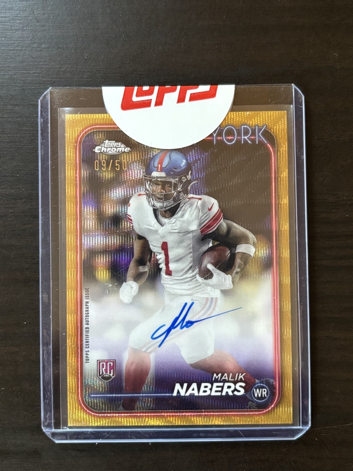Malik Nabers 2024 Topps Chrome Rookie Autograph Gold Wave /50 #RA-MNA RC Auto SP