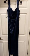 Windsor Large Blue Satin Formal Prom Dress, Party Dress