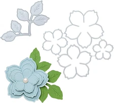 5 Pcs 3D Flower Metal Cutting Die for Card Making Embossing Dies, Rose Flower St