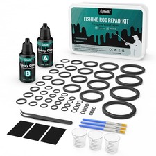 Fishing Rod Repair Kit 13 Sizes 52Pcs Ceramic Guide Rings Epoxy Glue Tweezer