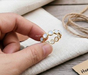 Authentic Natural Moonstone Eternity Ring,  Gold Plated Handmade Band Ring