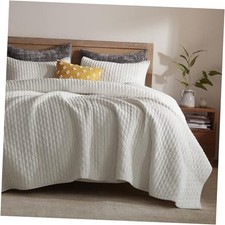 Velvet Quilt King Size 98''x106'', Lightweight White Velvet Comforter Set