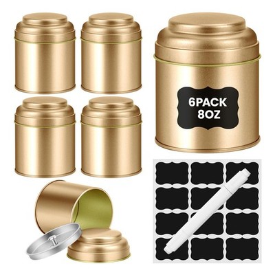 Tea Tin with Airtight Double Lids for Loose Leaf Tea Storage, 8 Fl Oz Kitchen...
