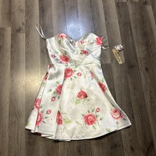 Amelia Couture Short Spring Floral Cocktail Dress Size 10 New White Bridesmaid