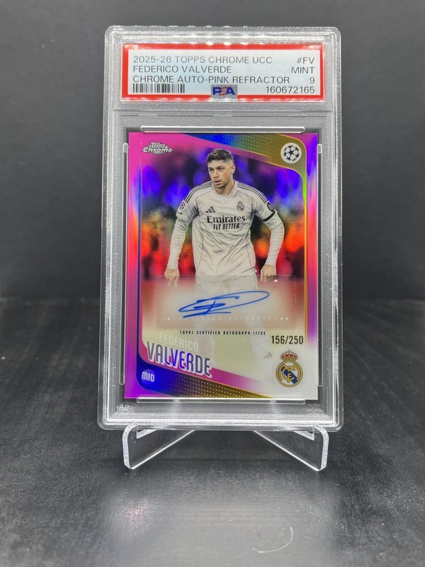 2025-26 Topps Chrome UEFA Federico Valverde Autograph Pink 156/250 PSA 9 #CA-FV