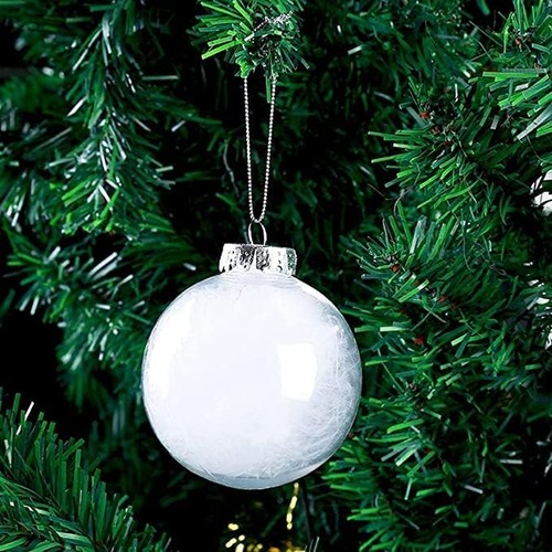 16 pcs Hanging Clear Plastic Fillable Ornaments, 2.36" DIY Christmas Balls Craft - Picture 3 of 7