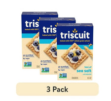  3 pack Triscuit Hint of Sea Salt Whole Grain Wheat Crackers, Vegan Crackers, V