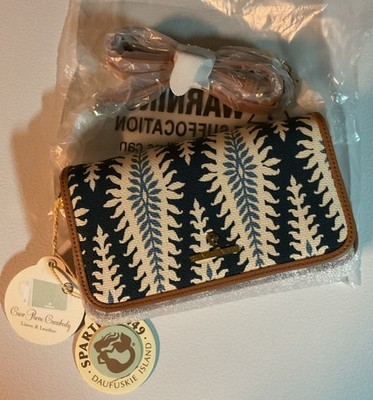 New Spartina 449 Lighthouse Crew Phone Crossbody Purse Linen & Leather