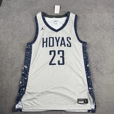 Georgetown Hoyas Jordan Basketball Jersey Mens Large Grey Navy (Player)