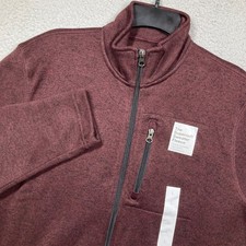 Sonoma Sweater Fleece Jacket Mens Large NEW Burgundy Full Zip Mock Neck