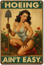 Garden Metal Signs for outside Hoeing Ain'T Easy Garden Signs  Yard Art Funny O