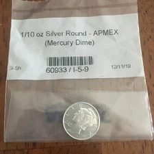 1/10 oz Silver Round - APMEX (Mercury Dime) - SKU #60933