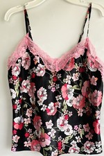 Secret Treasures Sleepwear Black Floral Nightie Top size S 4-6 pink lace