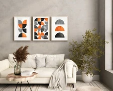 Mid Century Modern Wall Decor Geometric Wall Poster Canvas Framed Prints