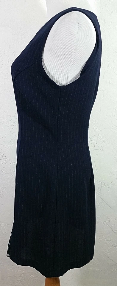 Rampage Juniors платье размер 9 черный в тонкую полоску без рукавов кружева вставки карьера LBD - Изображение 4 из 4