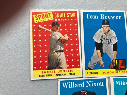 1958 Topps Jackie Jensen All-Star Selection + 4 more Sox players Boston Red Sox - Picture 2 of 2