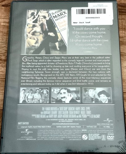 Marx Bros. Duck Soup DVD New Sealed Black & White - Picture 2 of 2