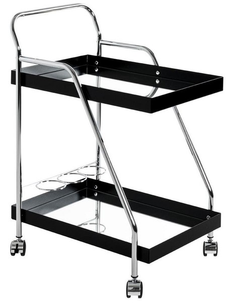 Haku Servierwagen Chrom-Schwarz Beistellwagen KüChenwagen Trolley Rollwagen-image