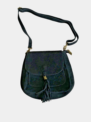 anna luchini leather convertible backpack ANNA LUCHINI Black Fringed Suede Shoulder Purse Adjustable Strap GORGEOUS  NWOT
