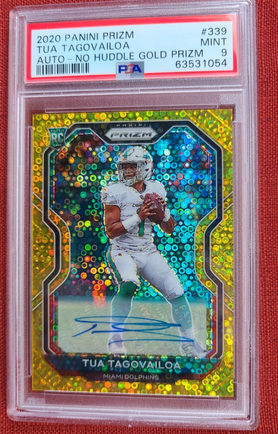 2020 Prizm No Huddle GOLD Auto #03/10 Tua Tagovailoa - PSA 9 Mint RC FALCONS  view 5